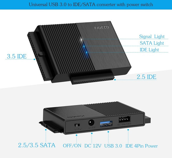 Fideco USB 3.0 TO SATA/IDE/2.5/3.5 -3D-DONGLE
