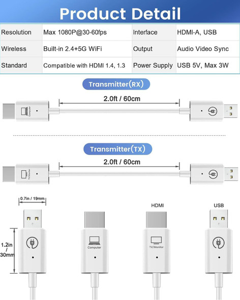 Wireless 2.4/5GHz HDMI Transmitter and Receiver - Wholesale at Look4Computer Canada