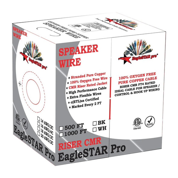 1000’ Speaker Cable 2C/18 AWG cUL CMR (white) - Wholesale at Look4Computer Canada