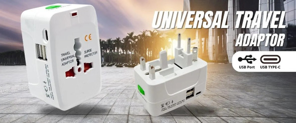 ALL-IN-ONE UNIVERSAL TRAVEL PLUG WITH 2USB A+1USBC