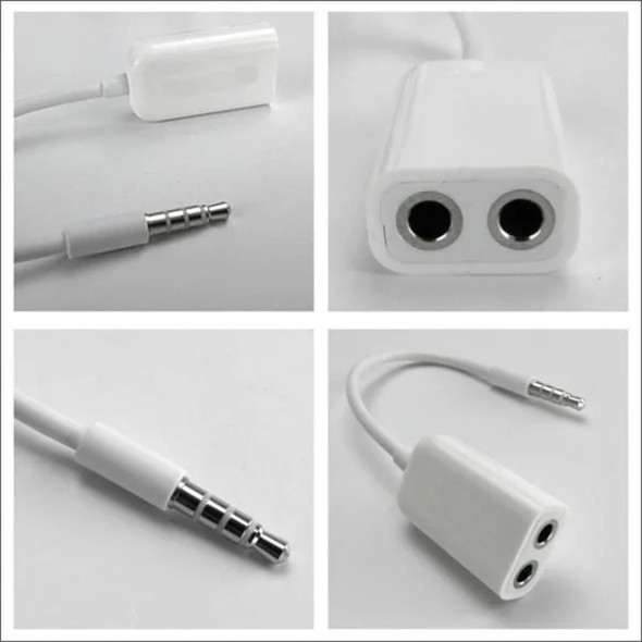 4 poles 3.5mm Audio Male to 2 Female Y Cable (white)