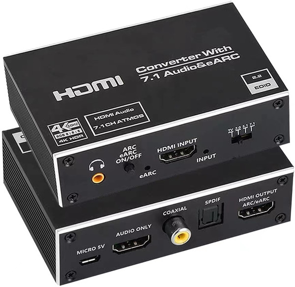 HDMI 2.0b audio extractor eARC 7.1CH HDCP2.3 4K/120Hz (support DTS,Dolby)