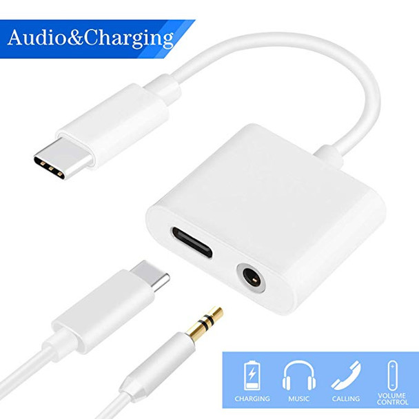 USB type C (M) to Audio 3.5mm TRRS (F) & type C (F) adapter - Wholesale at Look4Computer Canada