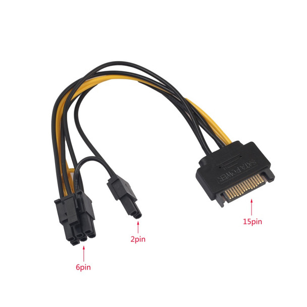 SATA 15 Pin Male to PCI-e 8 Pin (6+2) Video Power Adapter Cable