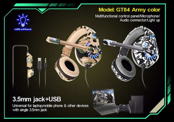 vleng GT84 3.5mm Gaming headset w/microphone + USB (LED Light) - Wholesale at Look4Computer Canada
