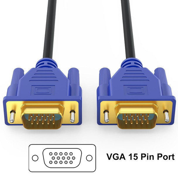 5 Feet VGA to VGA Cable (M/M) - Grey cable with blue connectors