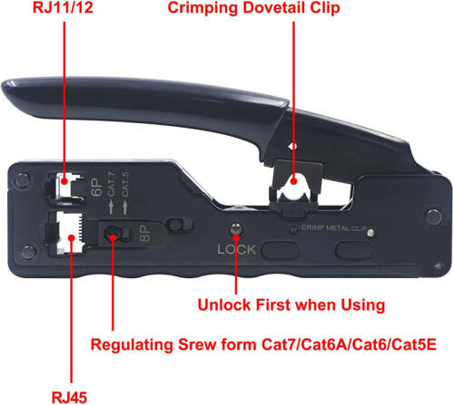 Network Crimping Tool For RJ45 RJ11 RJ12 Cat7 Cat6/6a Cat5/5e 6Pin 8Pin - Wholesale at Look4Computer Canada