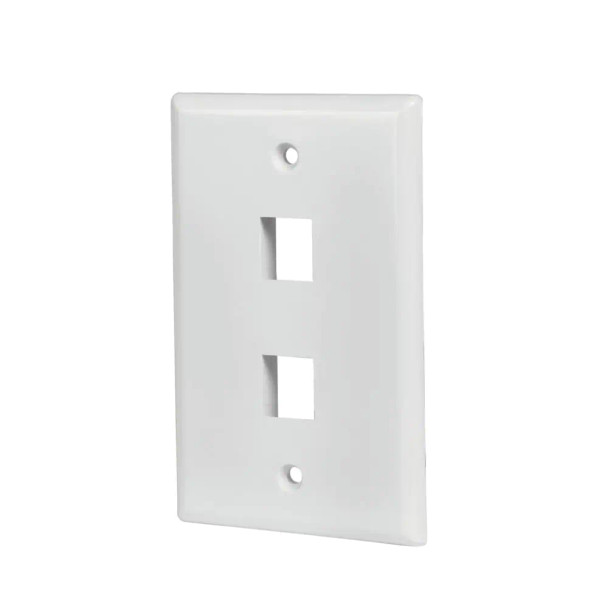 2 Port Keystone Wall Plate for RJ45 RJ11 RJ12 RCA F-Type Jack - White - Wholesale at Look4Computer Canada