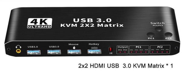 HDMI 2.0b KVM SWITCH Matrix 2x2 4K/60Hz  USB3.0 w/HotKey