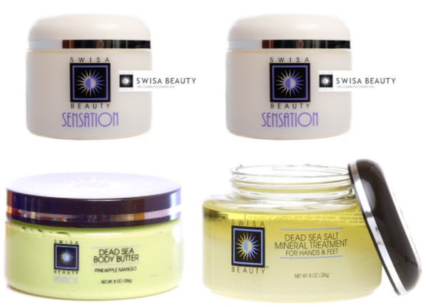 Dead Sea Facial Peel + Dead Sea Face Firming Moisturizer + Dead Sea Body Butter Milk and Honey + Dead Sea Salt Mineral Treatment - Swisa Beauty 4 pcs Set.