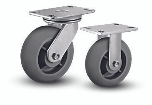 5" x 2" Thermoplastic Round Gray Tread Swivel Caster 5" x 2" Thermoplastic Round Gray Tread Swivel Caster