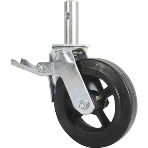 Scaffold Caster 8" rubber on mold, 32mm stem