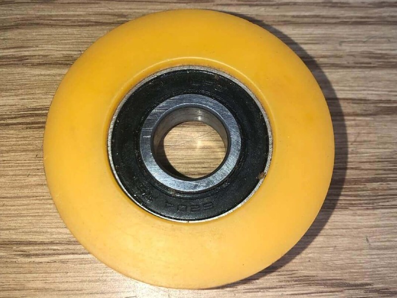 Specially designed 3 x 1 yellow poly wheel