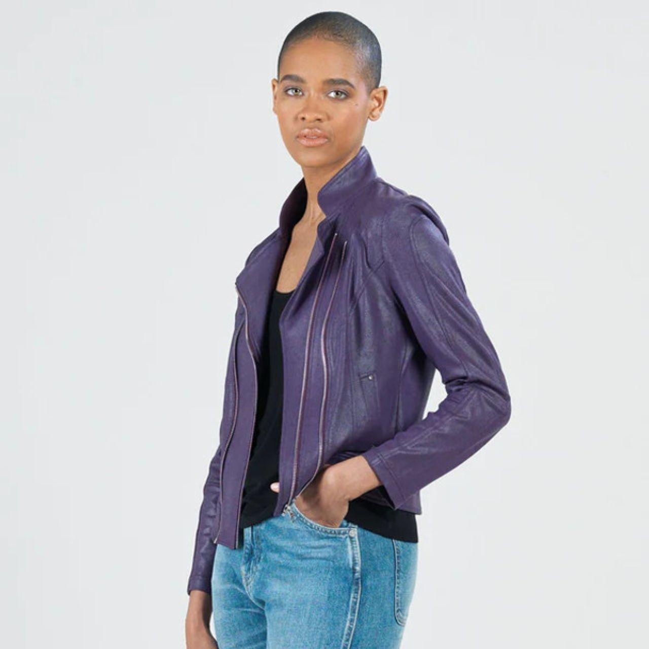 専用　新品未使用epa エパ　eco leather jacket Shop Liquid Leather Zip Eggplant From Clara Sunwoo -- Scout