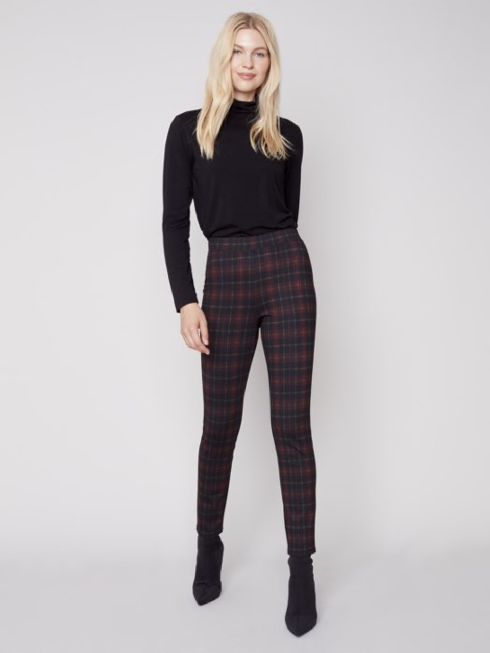 Plaid Ankle Cut Trousers - Red – HEYSOUS