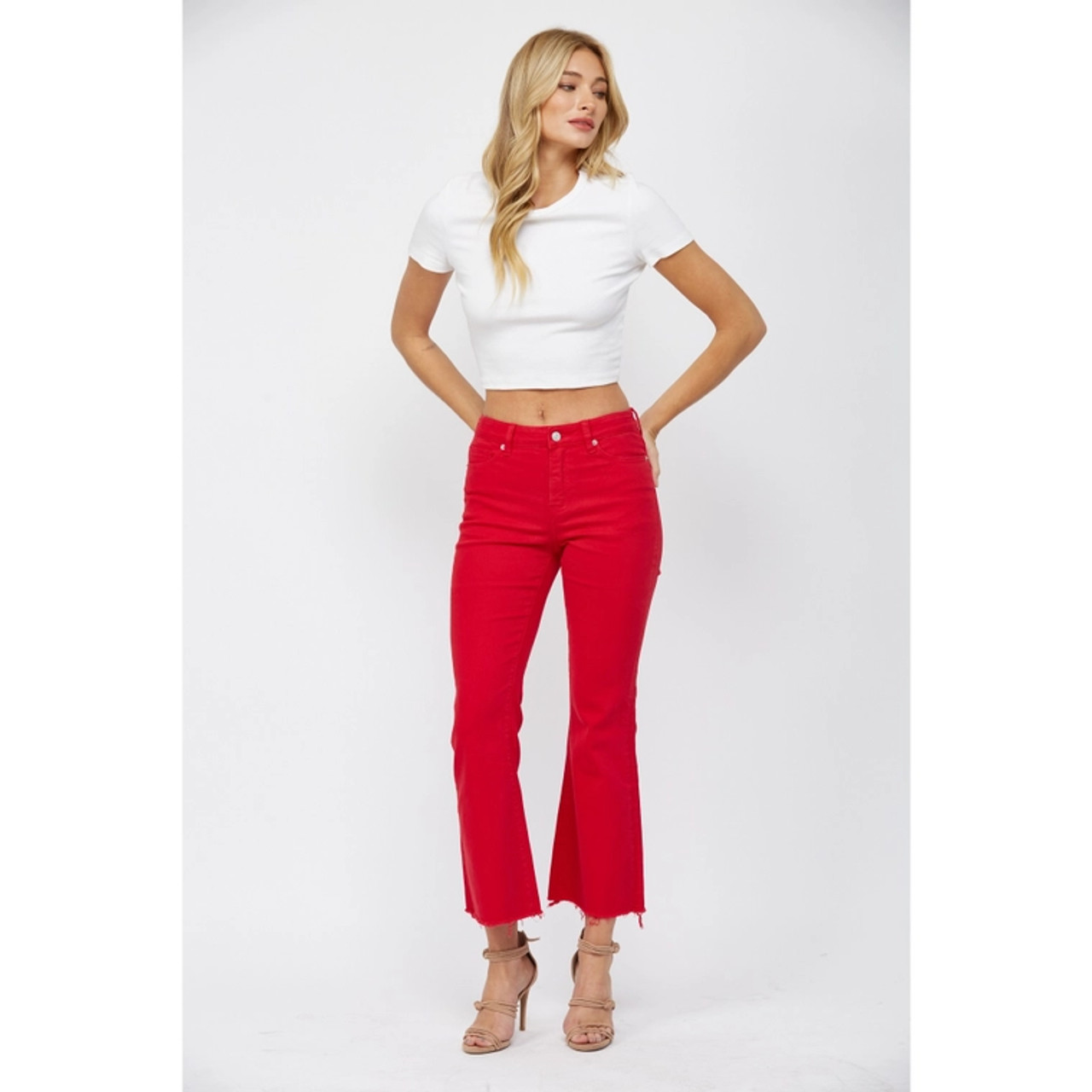 Red Flare Jeans $62 Red Dress  Red flare pants outfit, Red flare