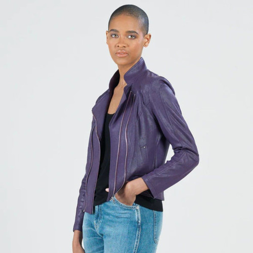 Liquid Leather Zip Eggplant