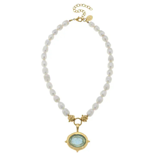 Aqua Bee Pearl Necklace
