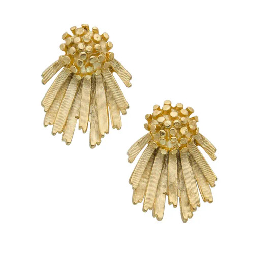 Gold Cluster Fan Earrings