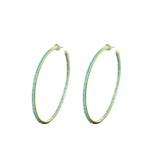 Large Pave Turq Hoops