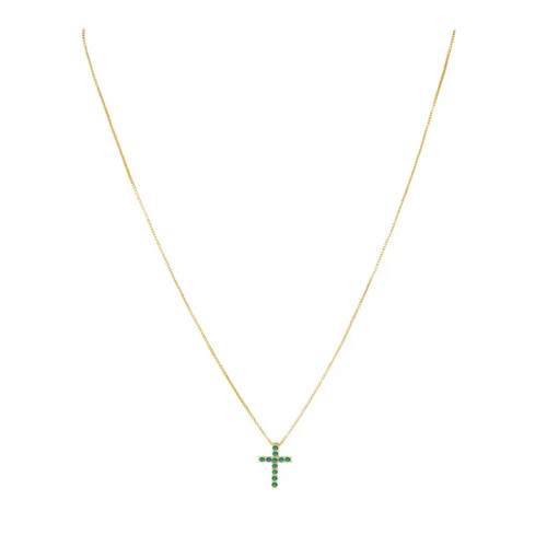 Rava CZ Cross Emerald Necklace Rava CZ Cross Emerald Necklace