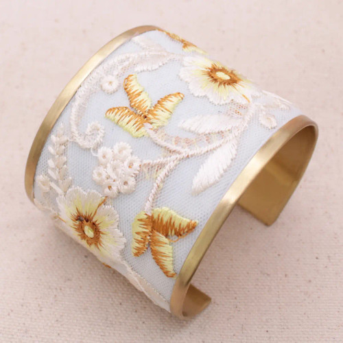 Embroidered Cuff Ivory White