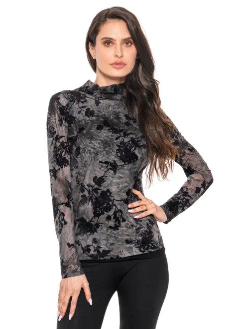 Velvet Burnout Mesh Top