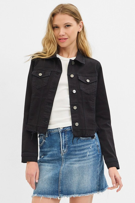 Fray Hem Black Jacket