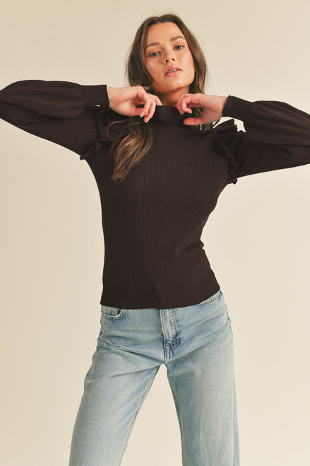 Ruffle Turtleneck