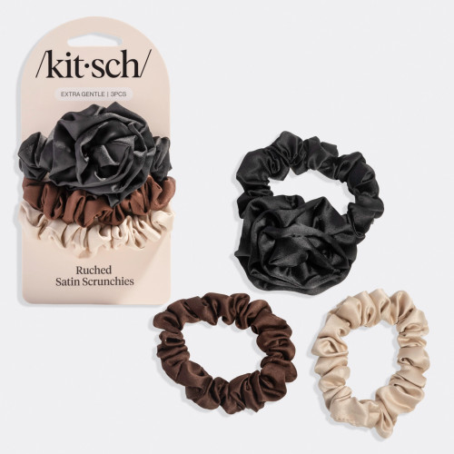 Rosette 3 Pc Scrunchie Black