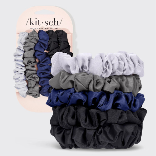 Midnight Satin Scrunchies 5 Pc