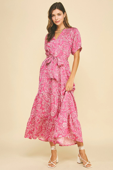 Damask Print Dress