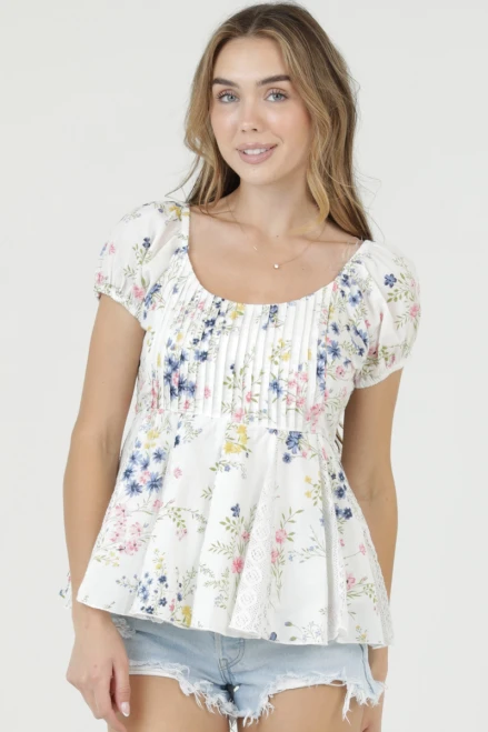Ivory Floral Top
