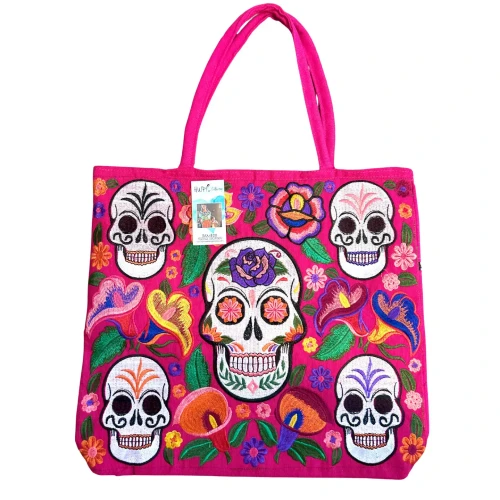 Pink Skull Quilted Tote