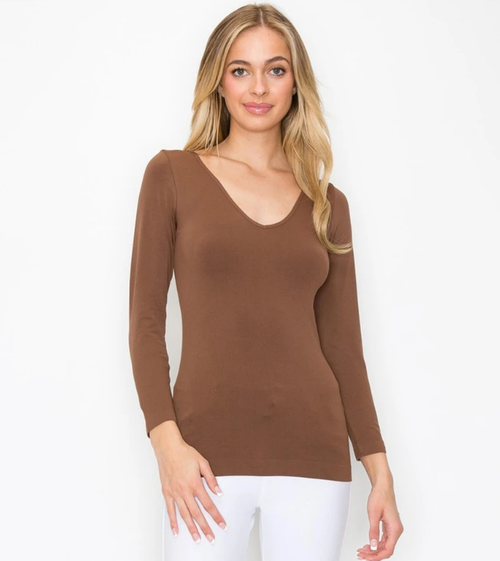 Seamless LS Vneck Top