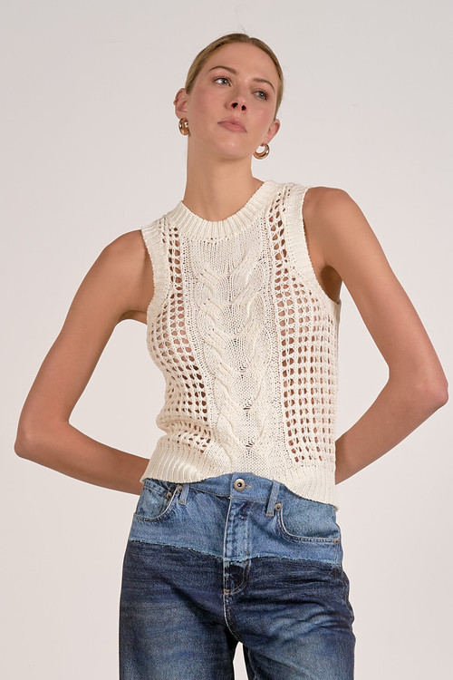 prank project Henley Bouclé Knit Tank Chloe Henley Knitted Tank-Warm Ivory | Boden USA
