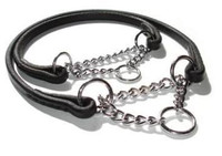 Leather Martingale Collars Shown with Fine and Medium Chains Leather Martingale Collars Shown with Fine and Medium Chains