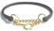 Black Leather Martingale Collar Shown with Medium Brass Chain