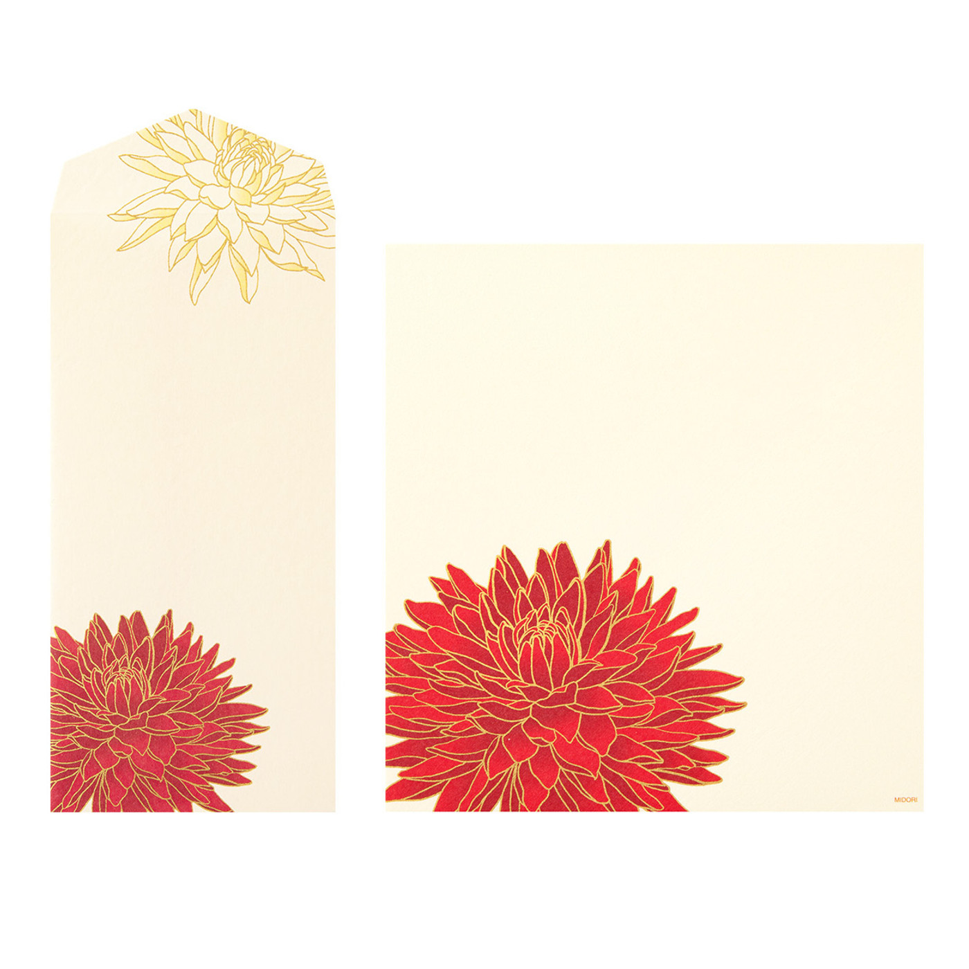 Midori Kami letter writing set - dahlias