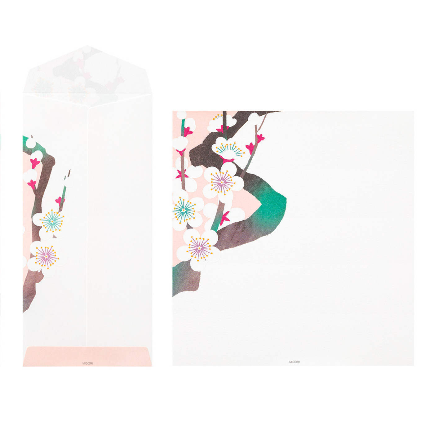 Midori Kami letter writing set - white plum blossom