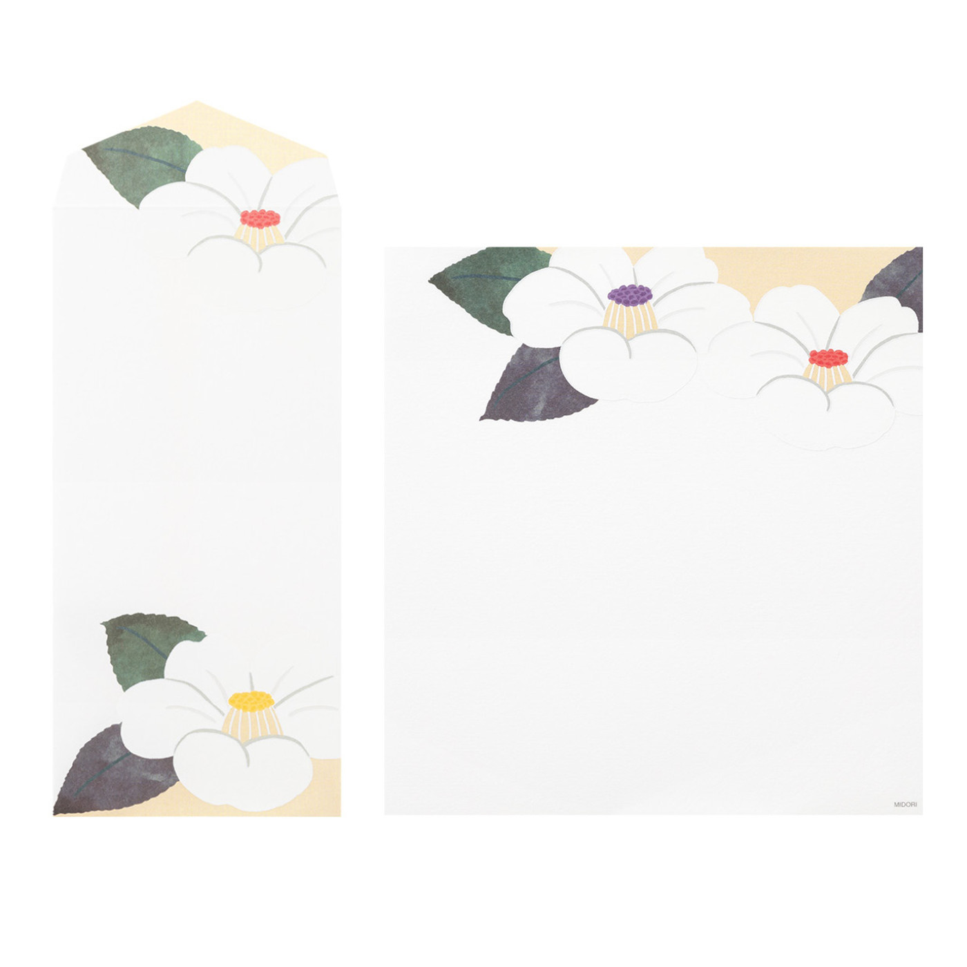 Midori Kami letter writing set - white camellia