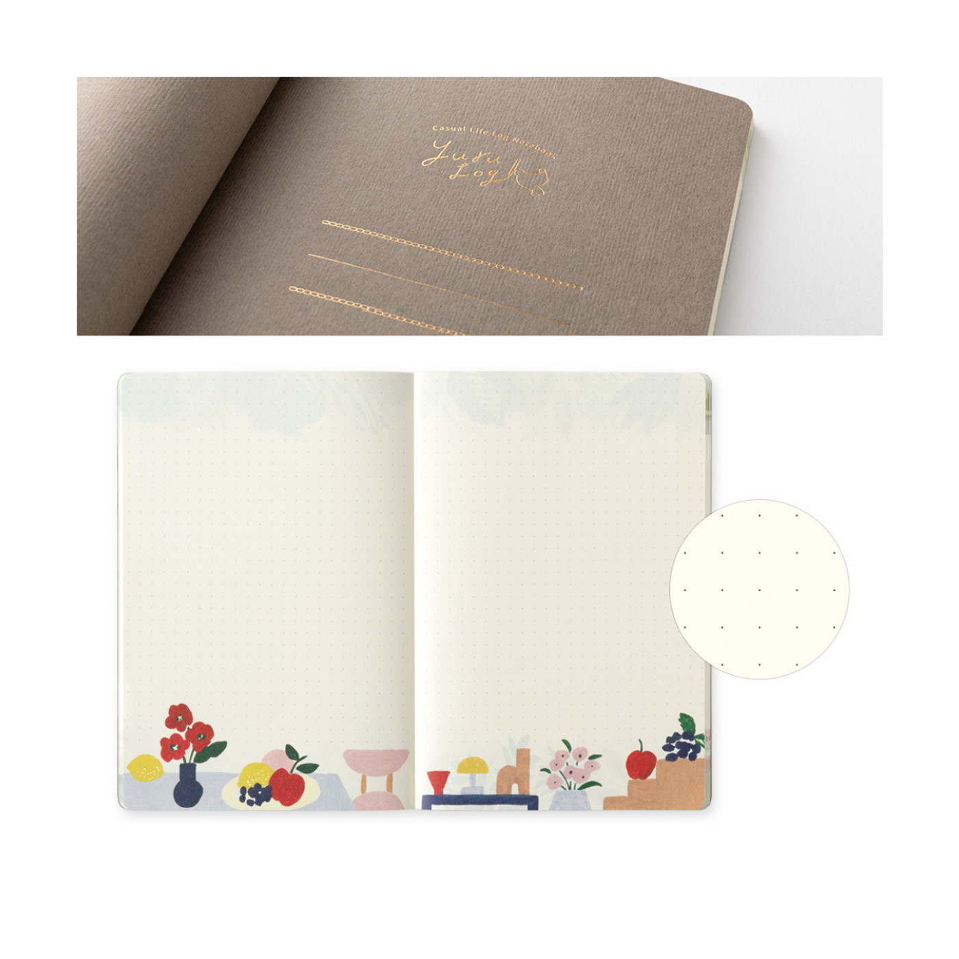 Midori Yuru Log Notebook B6 - textile design