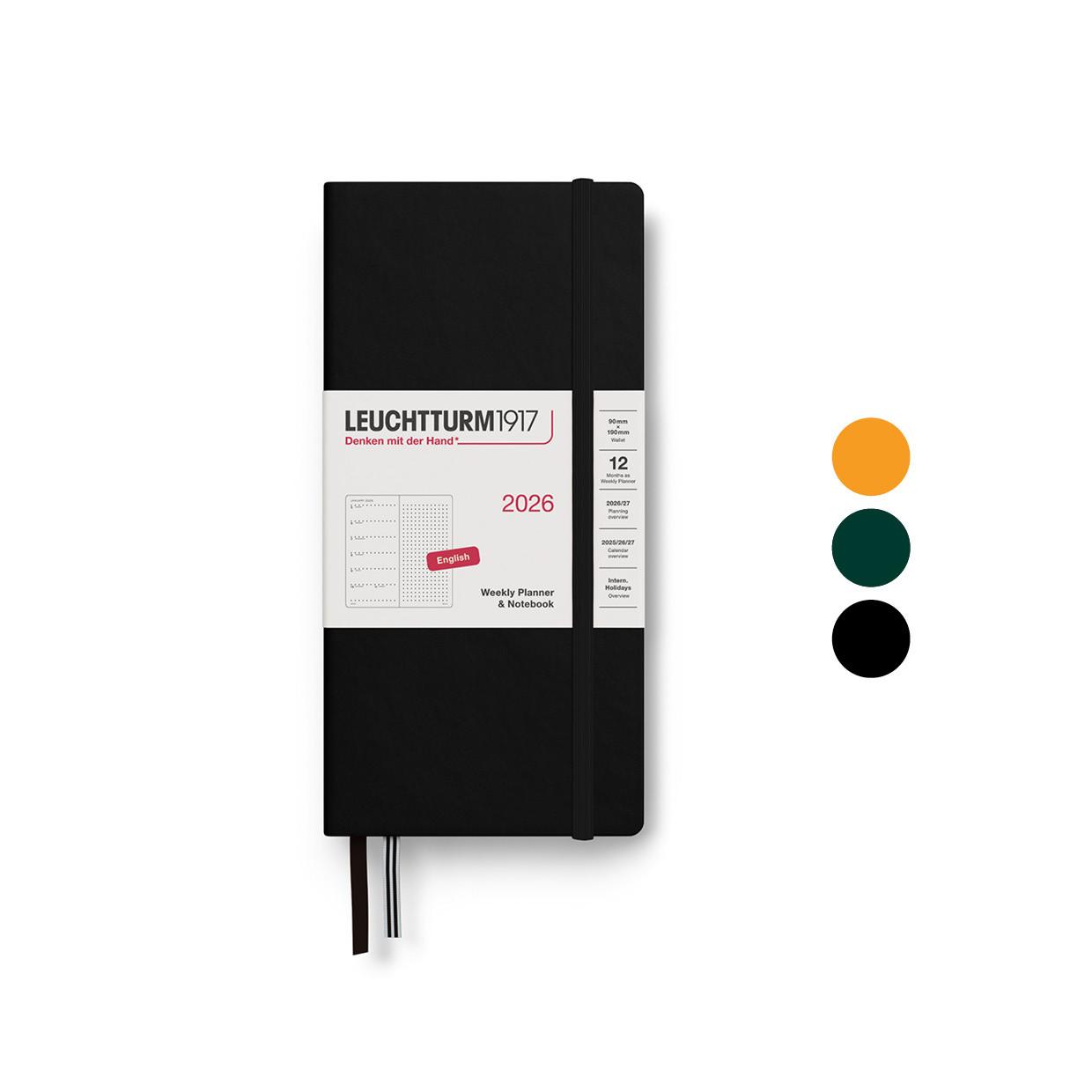 Leuchtturm1917 Weekly Planner & Notebook (dotted) 2026 - slim wallet size
