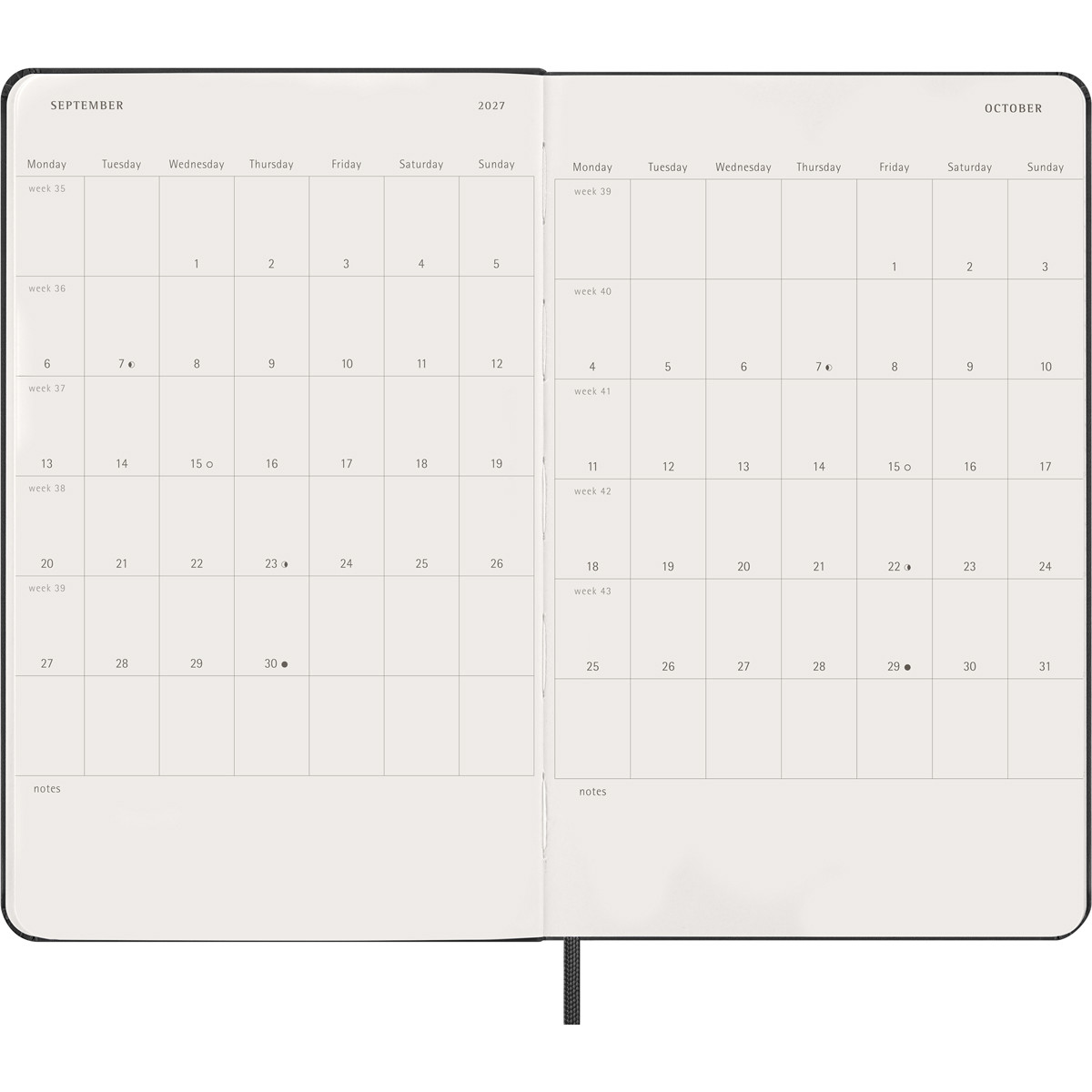 Moleskine 2027 weekly notebook diary - large / A5 hard cover