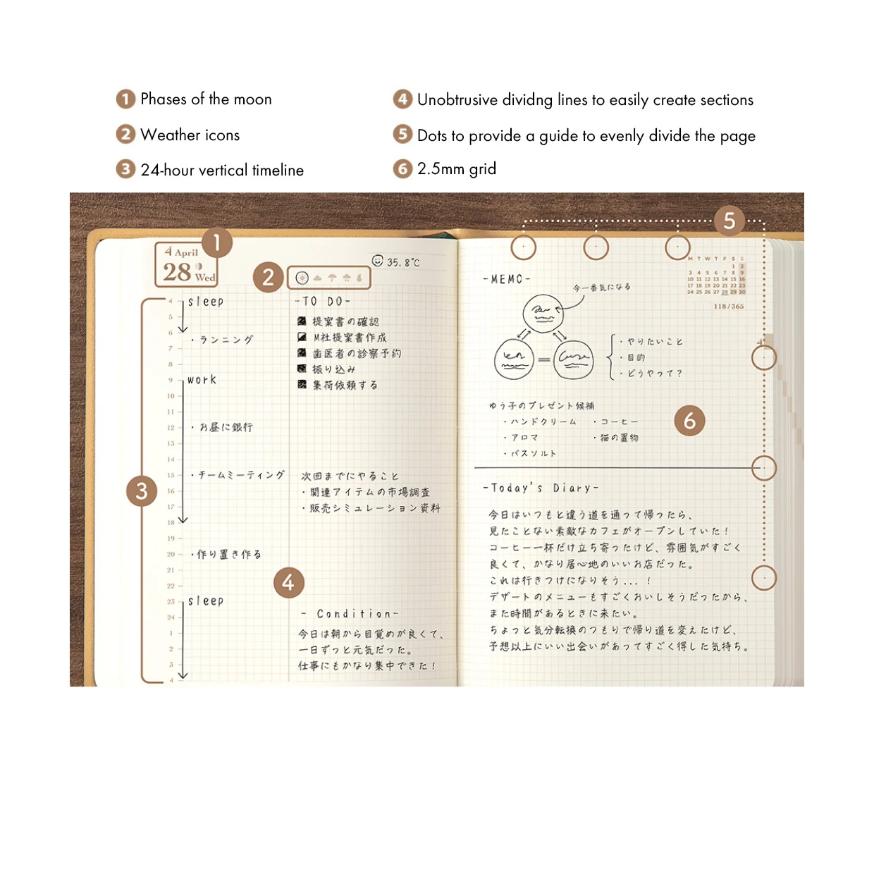Midori Hibino Diary 2027 - 2 pages per day