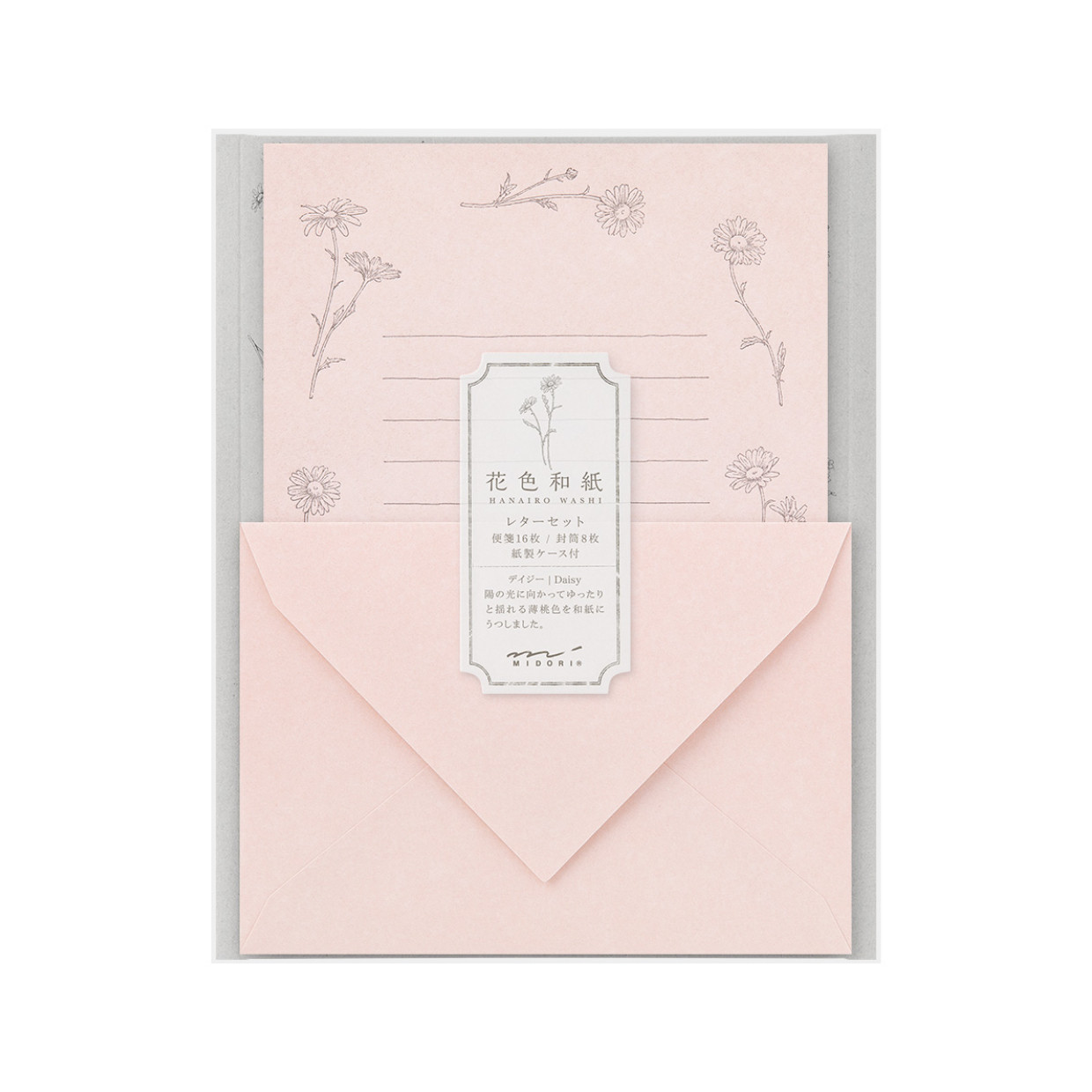 Midori letter writing set - HANAIRO WASHI - pink daisy