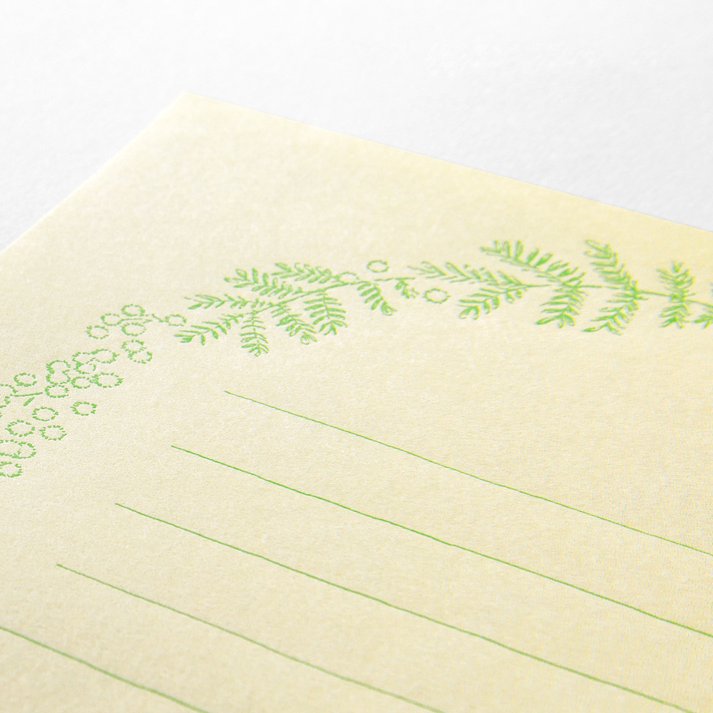 Midori letter writing set - HANAIRO WASHI - yellow mimosa