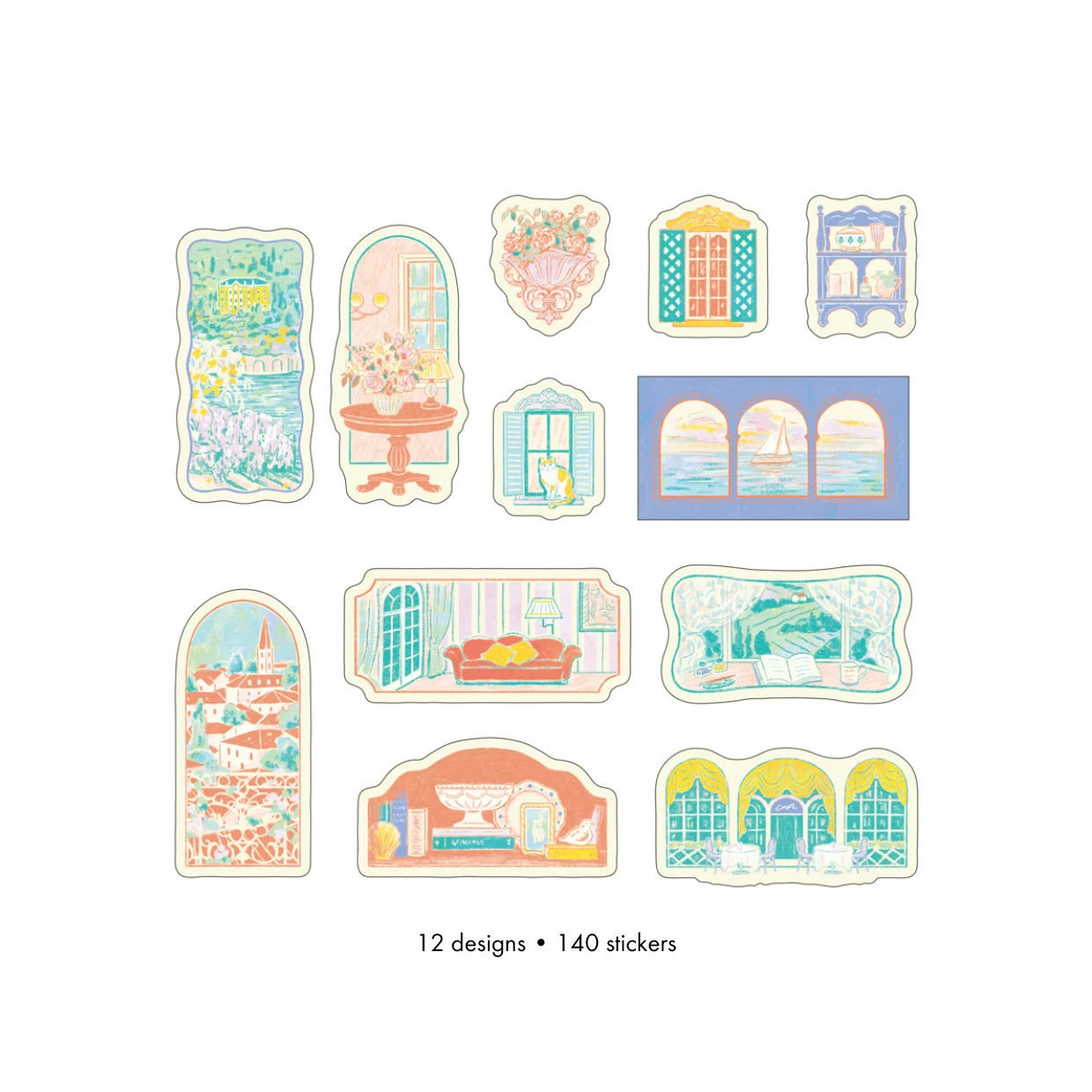 Midori Yuru Log roll stickers - window views design