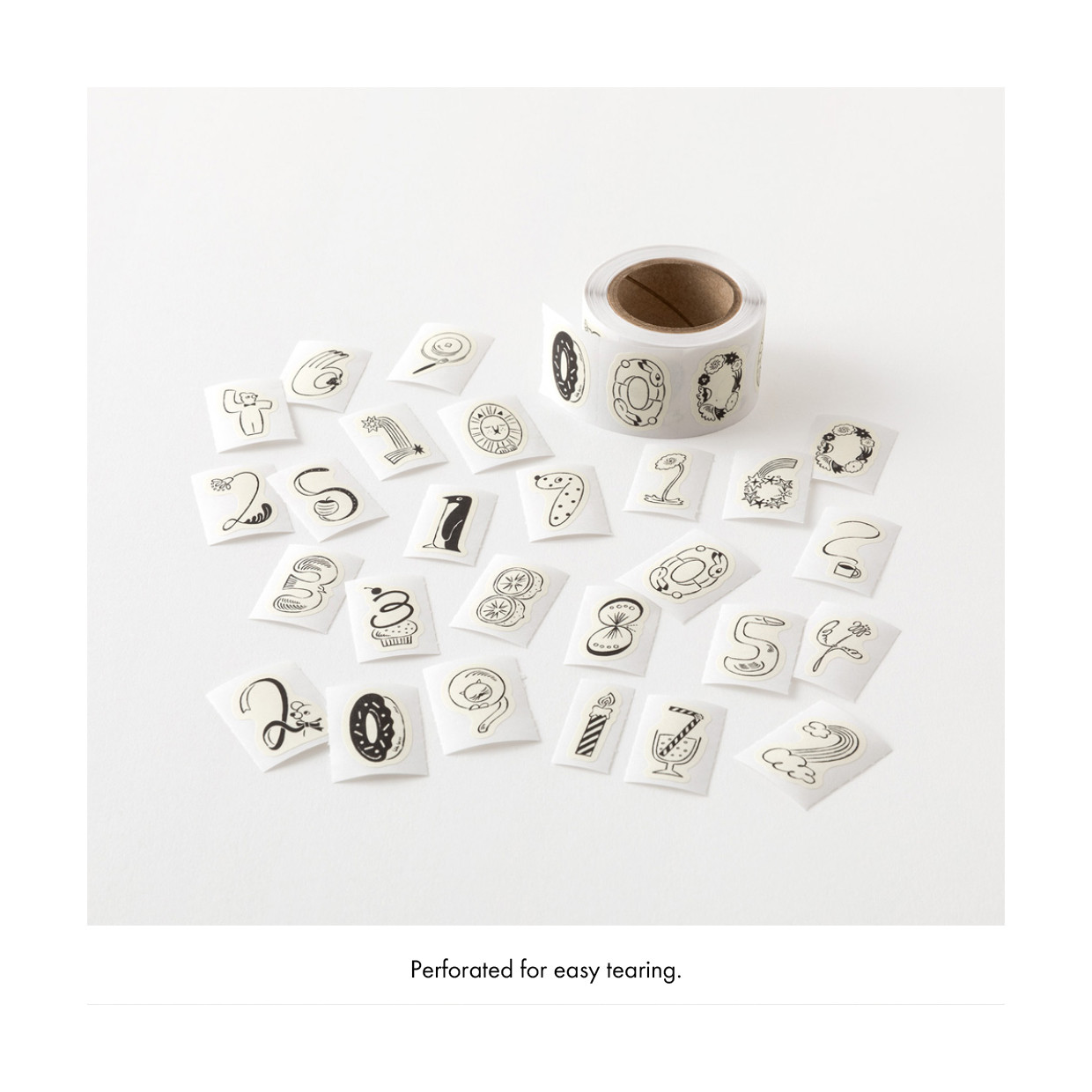 Midori Yuru Log roll stickers - numbers