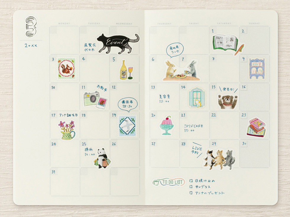Midori Yuru Log roll stickers - numbers